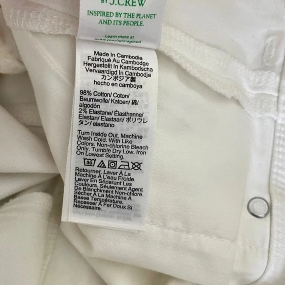 NWT!! J. CREW‎ Slim Wide Jeans Stacked Buttons Solid White Size 29 Petite 29P